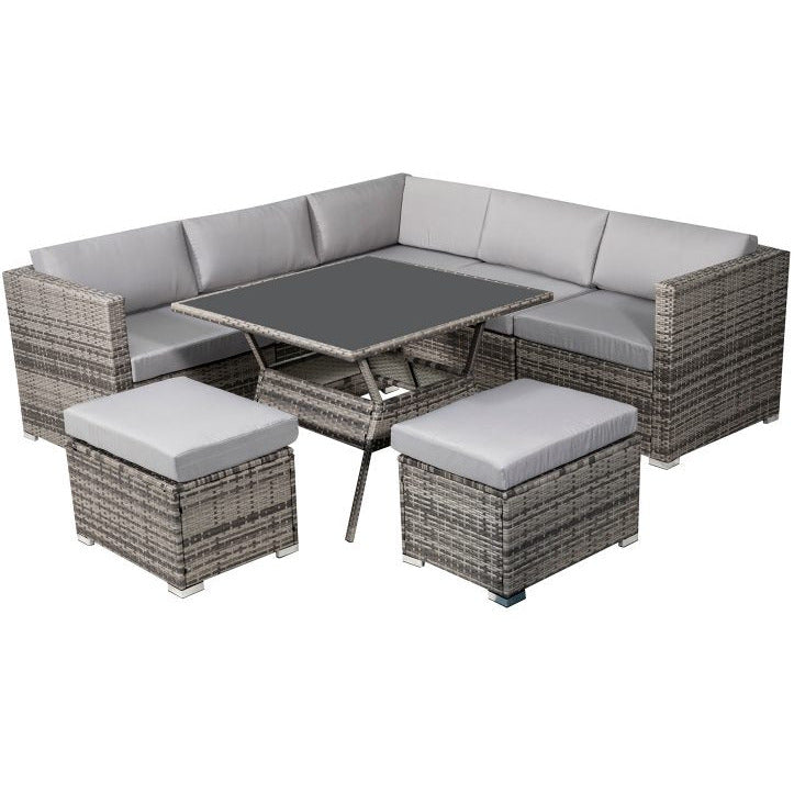 8PC Outdoor Dining Set Wicker Table &amp; Chairs-Grey