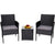 3PC Outdoor Table and Chairs Set - Black