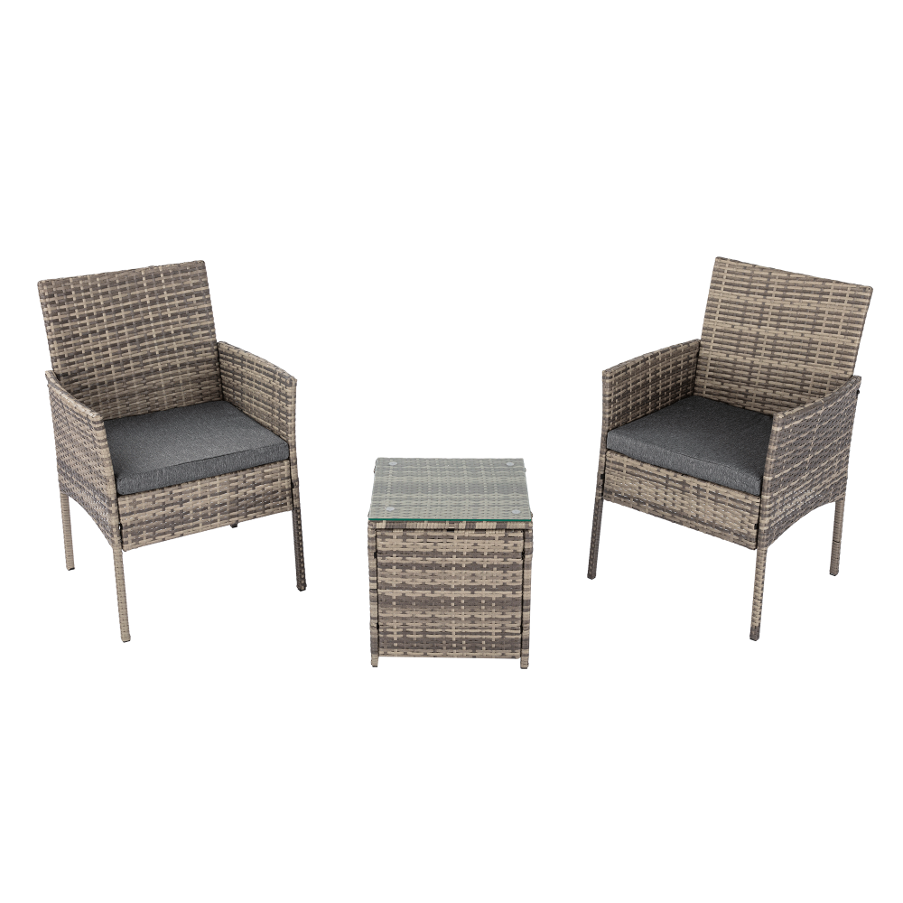 2 Seater PE Rattan Outdoor Furniture Chat Set- Mixed Grey