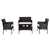 4 Seater PE Wicker Outdoor Lounge Sofa Set-Black
