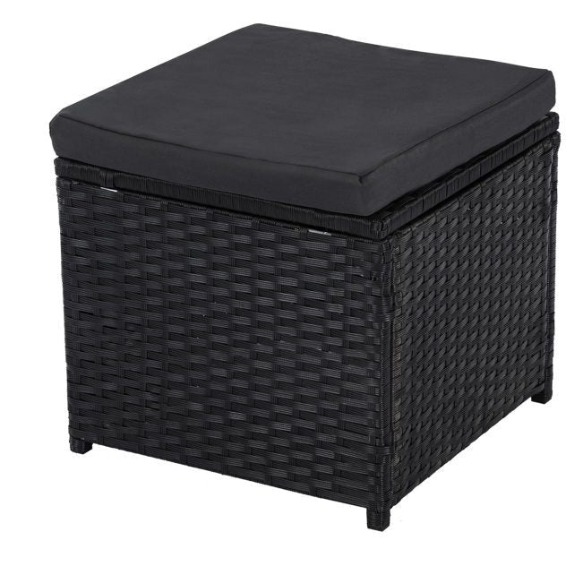 Ella 8-Seater Modular Outdoor Garden Lounge and Dining Set with Table and Stools in Black