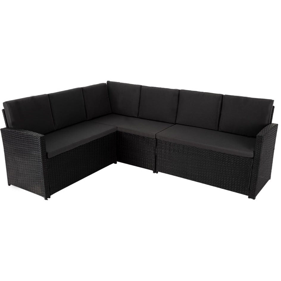 Ella 8-Seater Modular Outdoor Garden Lounge and Dining Set with Table and Stools in Black