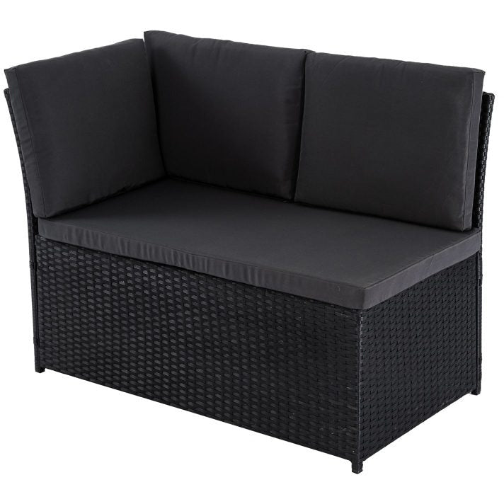 Ella 8-Seater Modular Outdoor Garden Lounge and Dining Set with Table and Stools in Black