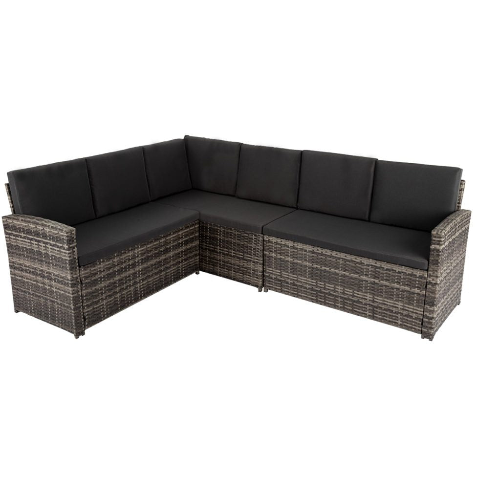 Ella 8-Seater Modular Outdoor Garden Lounge and Dining Set with Table and Stools in Dark Grey Weave