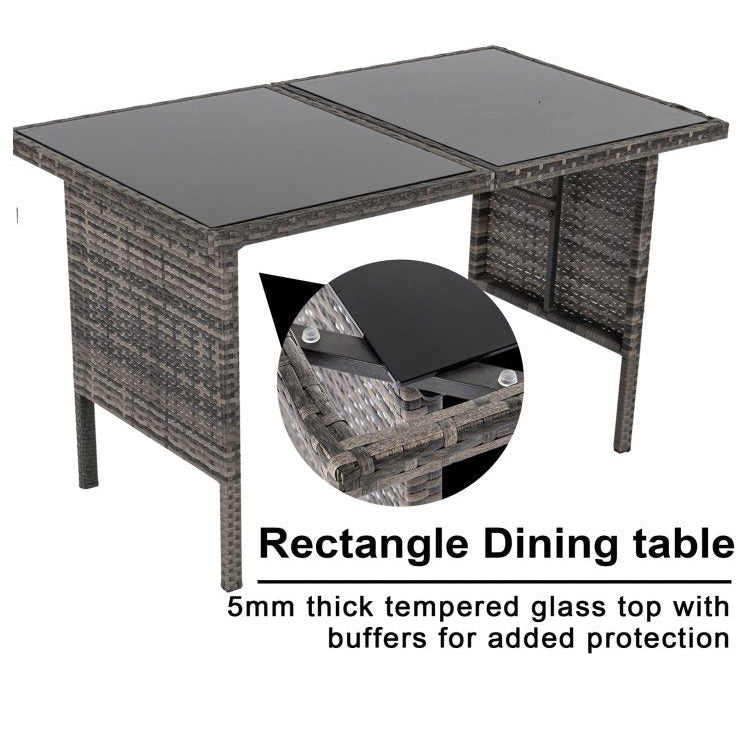 Ella 8-Seater Modular Outdoor Garden Lounge and Dining Set with Table and Stools in Dark Grey Weave