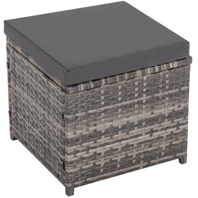 Ella 8-Seater Modular Outdoor Garden Lounge and Dining Set with Table and Stools in Dark Grey Weave