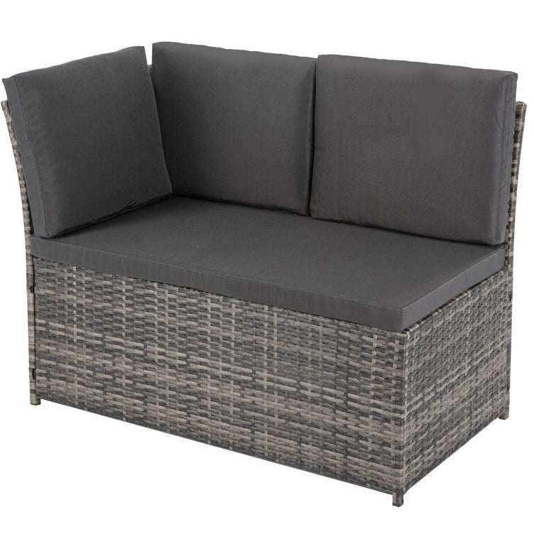 Ella 8-Seater Modular Outdoor Garden Lounge and Dining Set with Table and Stools in Dark Grey Weave