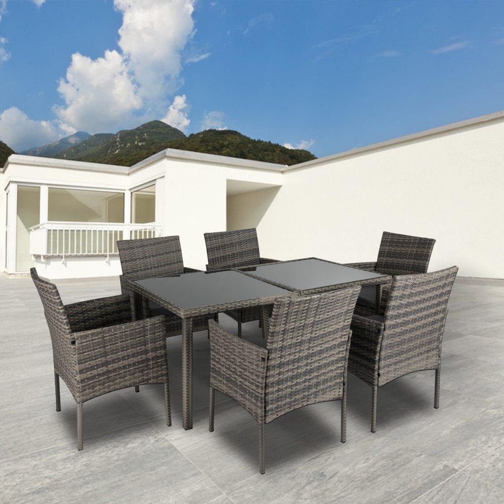 Coogee 6 Seater Outdoor Dining Set Dark Grey