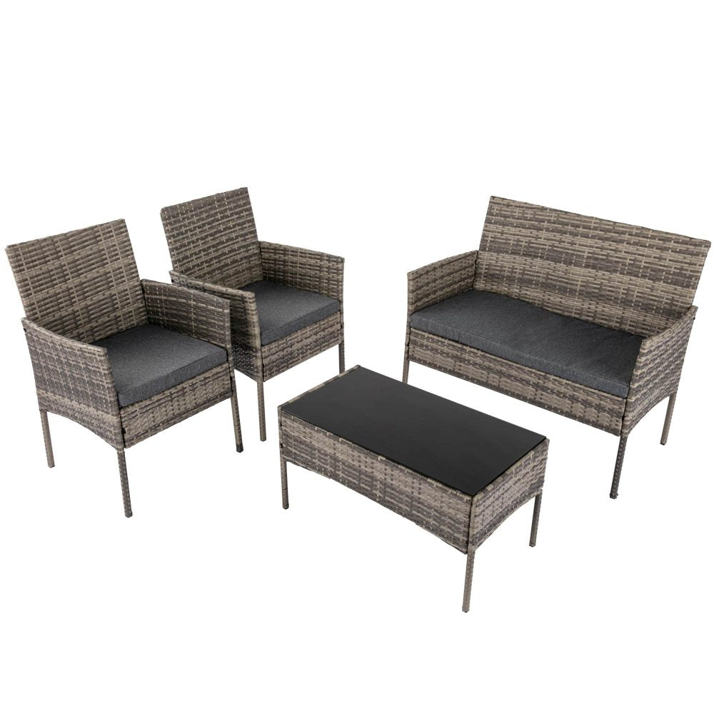 4 Seater Wicker Outdoor Lounge Set &amp;#8211; Mixed Grey