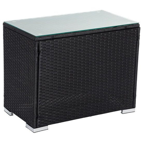 Outdoor Wicker End Table Black