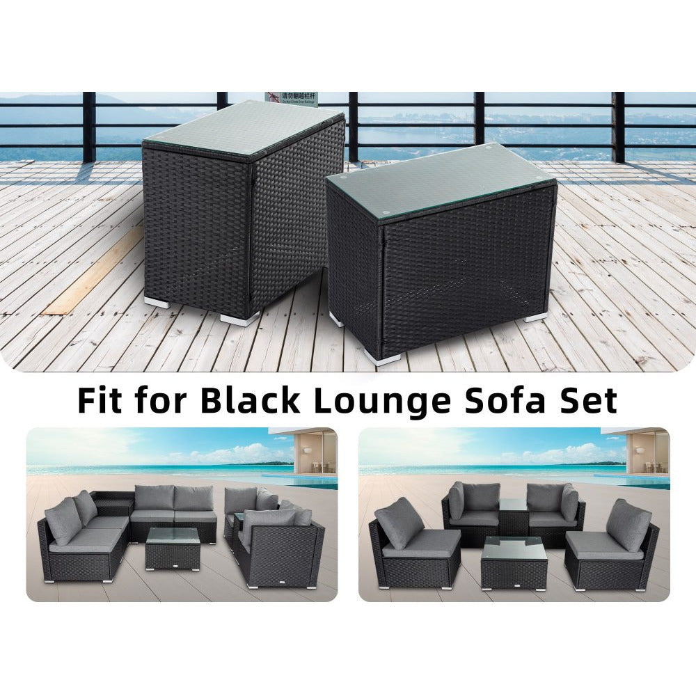 Outdoor Wicker End Table Black