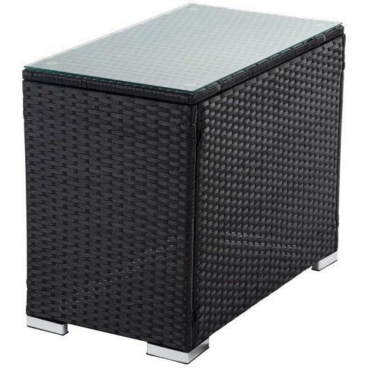 7PC Outdoor Wicker Loveseat Setting with Storage Corner (Black)