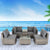 Outdoor Modular Lounge Sofa with Wicker End Table Set