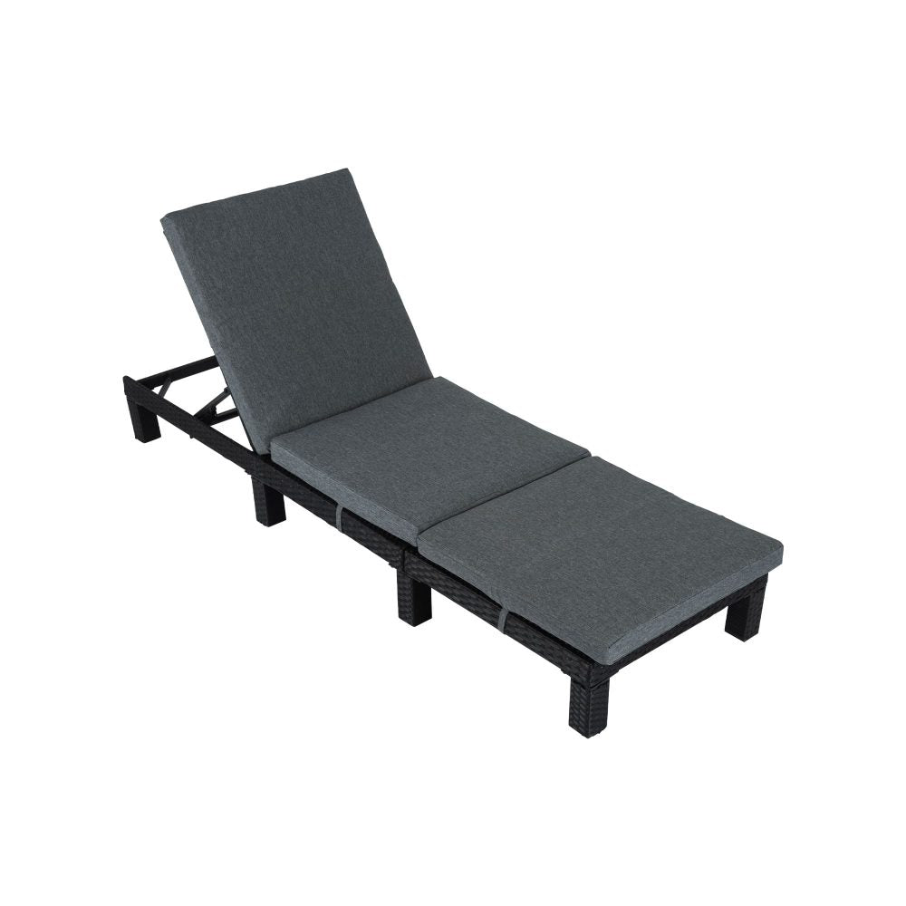 Laura Rattan Sunbed Sun Lounge Adjustable Black