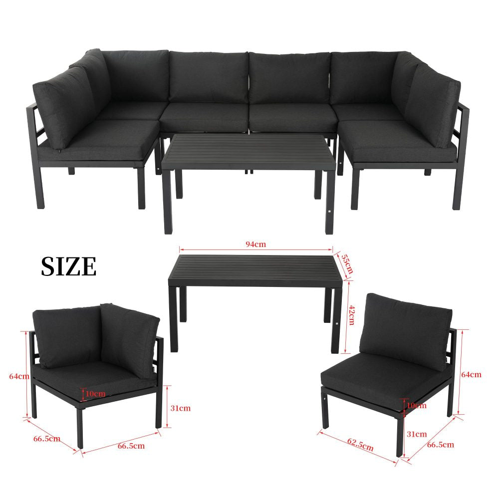Emu 7PC Aluminum Outdoor Lounge Sofa Set Black