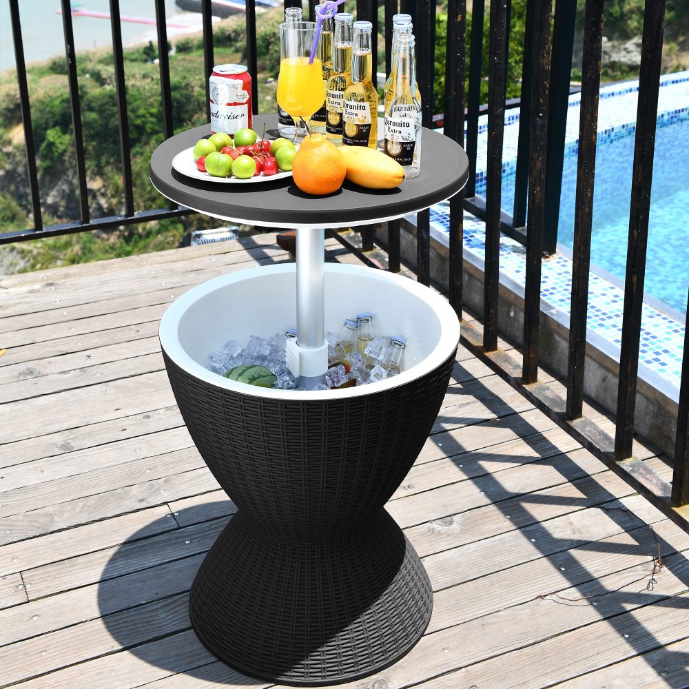 Outdoor Cool Bar Ice Cooler Table Black