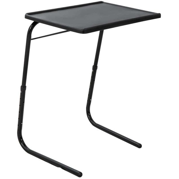 Foldable Table Adjustable Tray Laptop Desk with Removable Cup Holder-Black