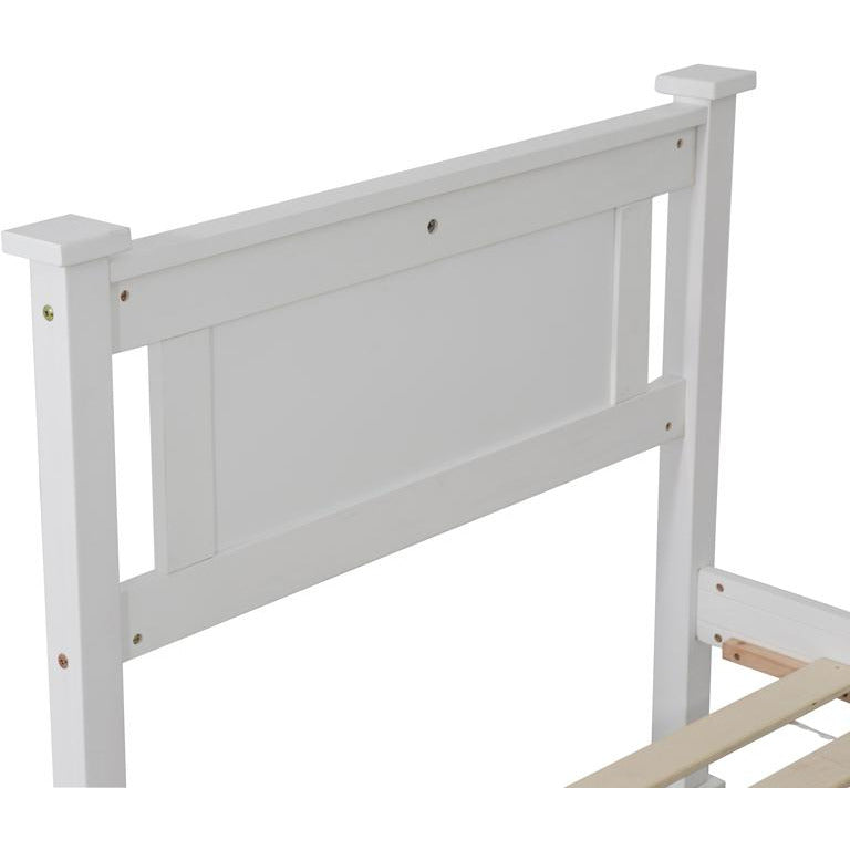 King Single Solid Pine Timber Bed Frame – White