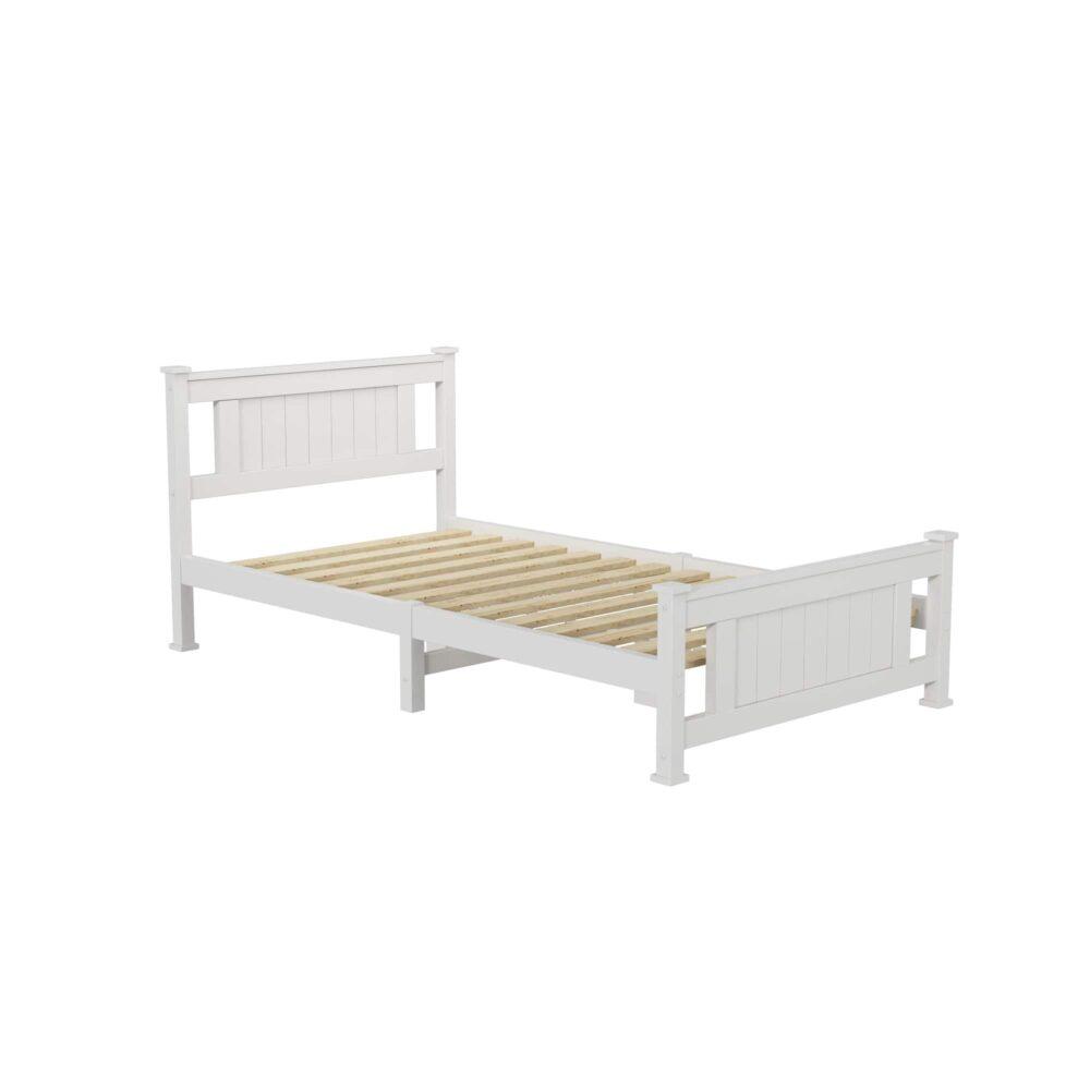 Single Solid Pine Timber Bed Frame &#8211; White