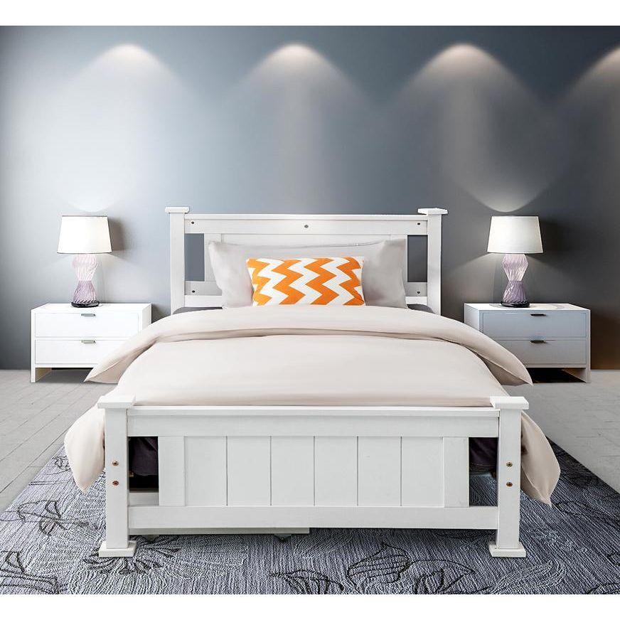 Single Solid Pine Timber Bed Frame – White