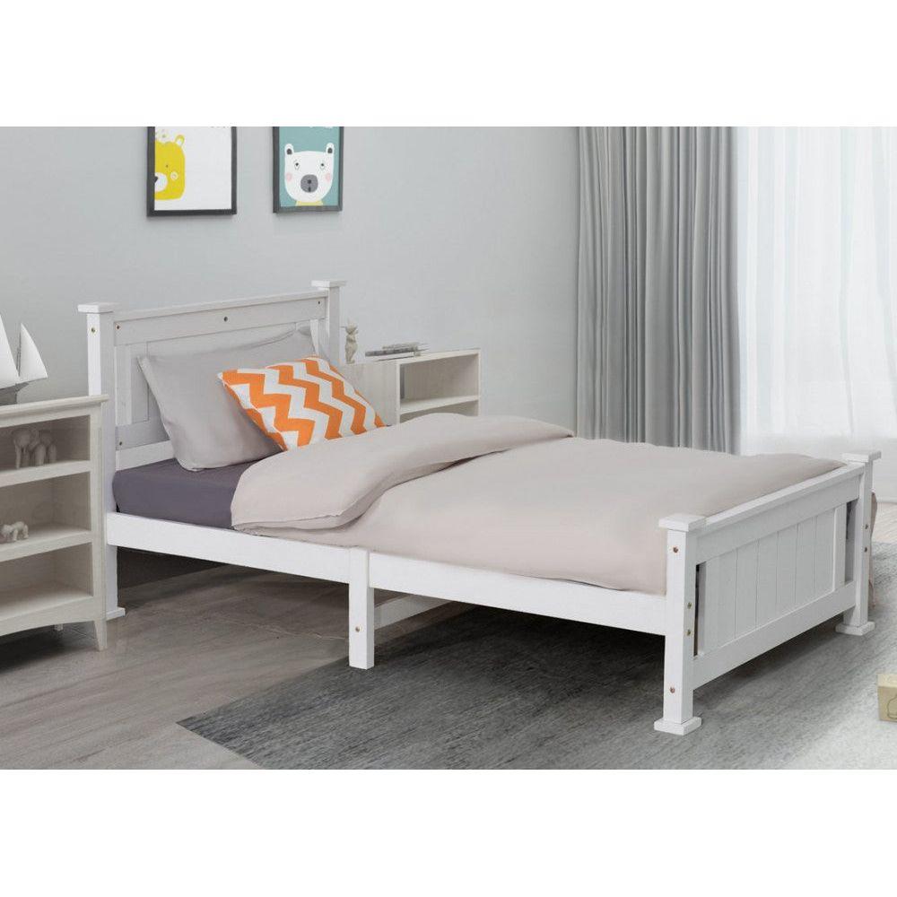 Single Solid Pine Timber Bed Frame – White
