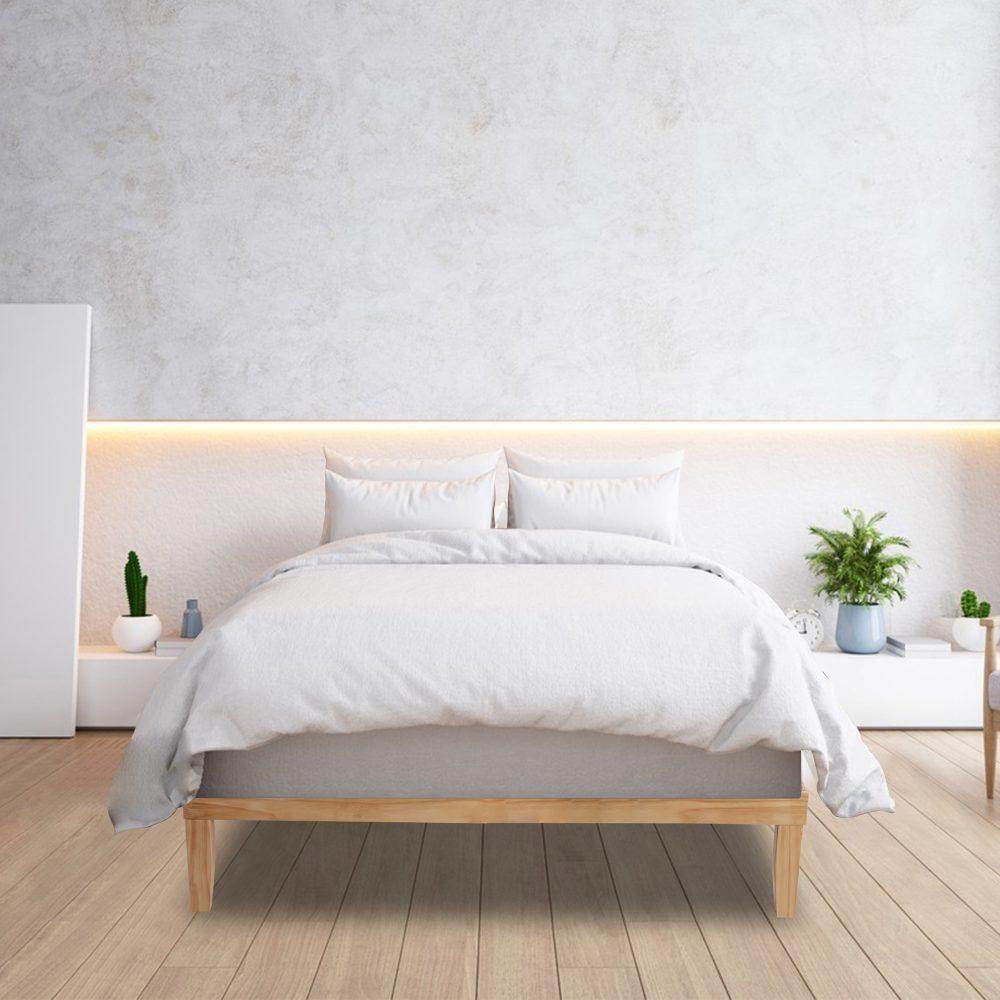 Warm Wooden Natural Bed Base Frame &#8211; Double