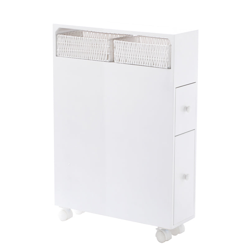 Removable Bathroom Side Cabinet Toilet Caddy with Storage Drawers- White