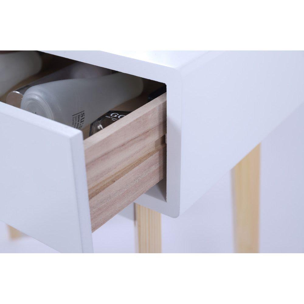 Dressing Vanity Table Stool Set with Make-up LED Lighted Mirror - White