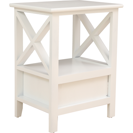 2-tier Bedside Table with Storage Drawer 2 PC &#8211; White