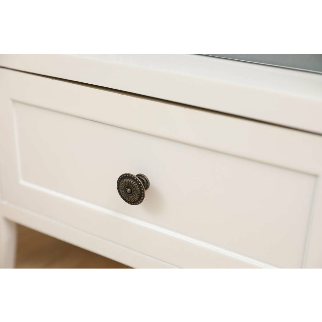 2-tier Bedside Table with Storage Drawer 2 PC &#8211; White