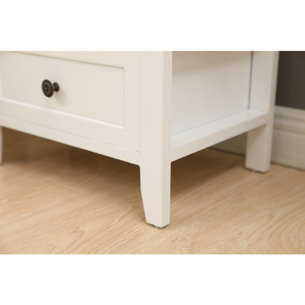 2-tier Bedside Table with Storage Drawer 2 PC &#8211; White