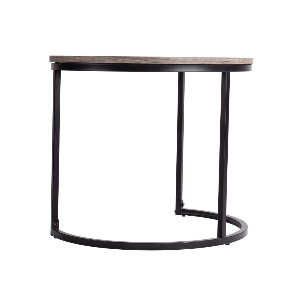 2 Piece Nesting Coffee Tables Set Dark Grey