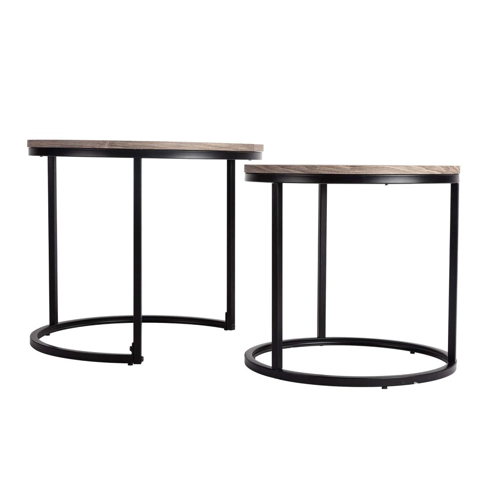 2 Piece Nesting Coffee Tables Set Dark Grey