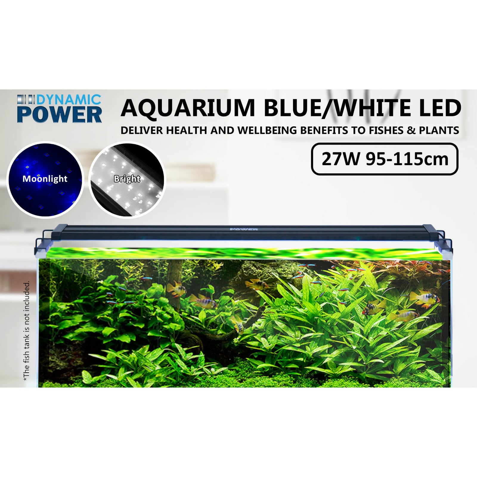 Dynamic Power 2 Set 27W Aquarium Blue White LED Light for Tank 95-115cm
