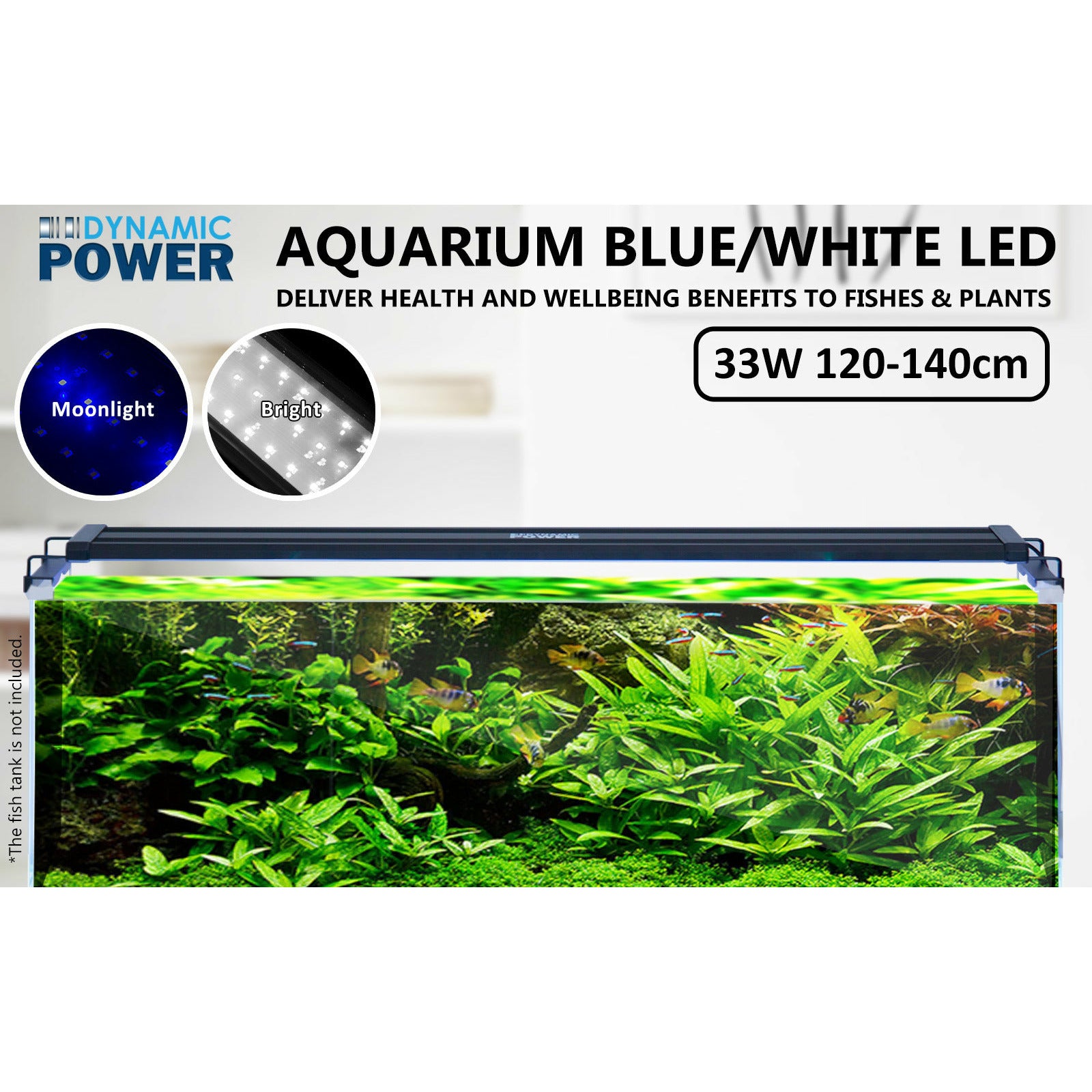 Dynamic Power 2 Set 33W Aquarium Blue White LED Light for Tank 120-140cm