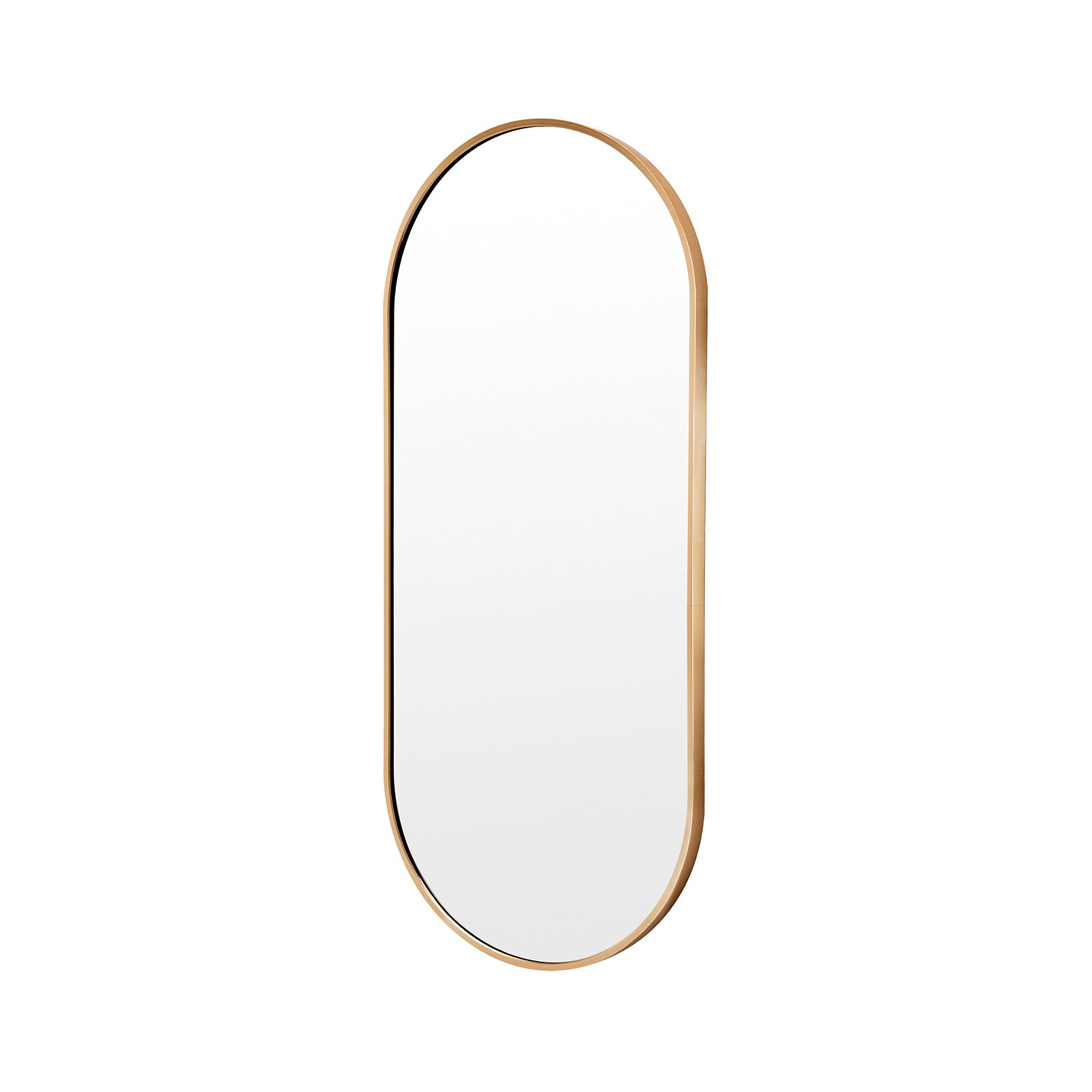 La Bella Gold Wall Mirror Oval Aluminum Frame Makeup Decor Bathroom Vanity 45 x 100cm