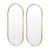 2 Set La Bella Gold Wall Mirror Oval Aluminum Frame Makeup Decor Bathroom Vanity 45x100cm