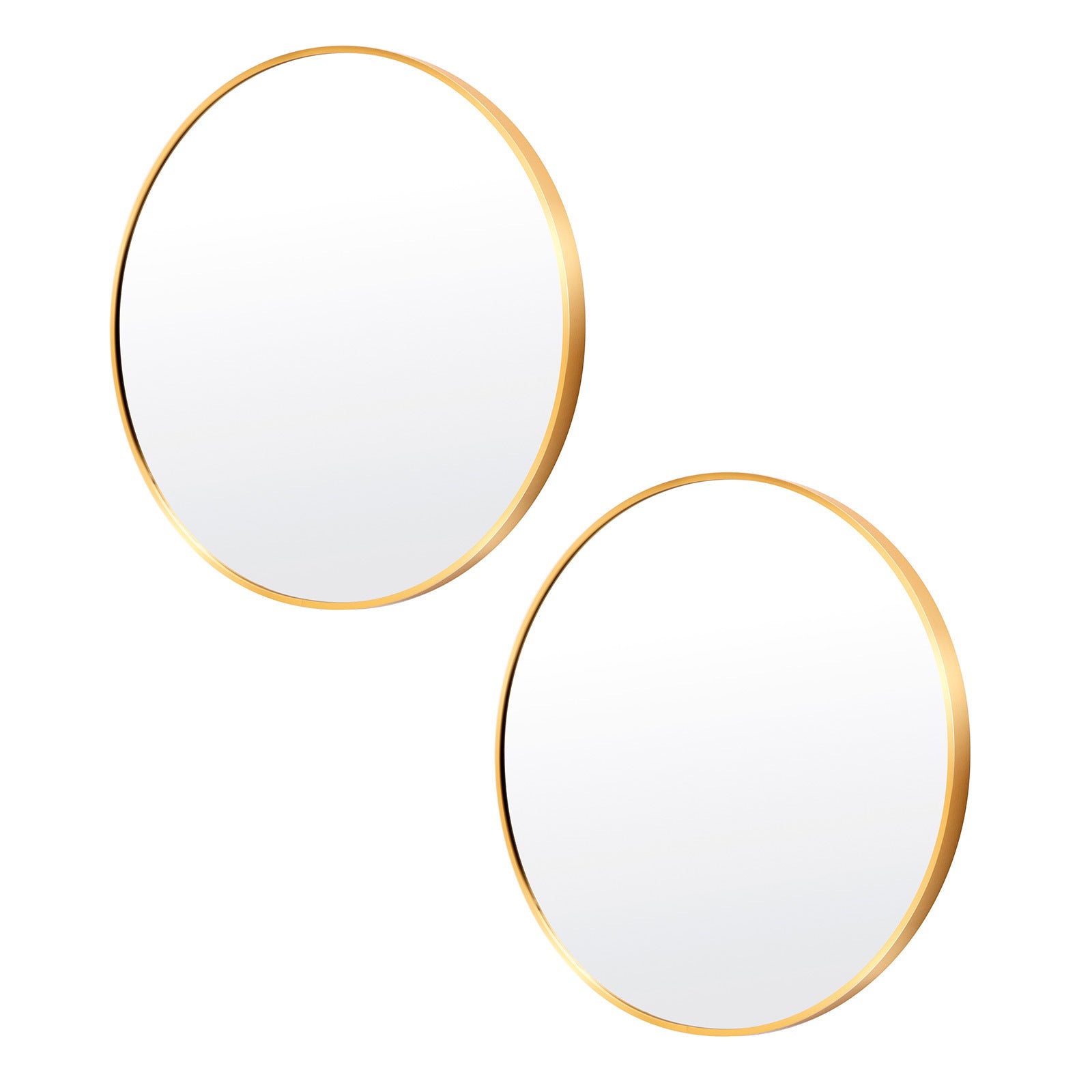 2 Set La Bella Gold Wall Mirror Round Aluminum Frame Makeup Decor Bathroom Vanity 60cm