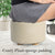 La Bella 2 Set Beige Fabric Ottoman Round Wooden Leg Foot Stool