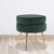 La Bella Green Round Ottoman Foot Stool Velvet Fabric Metal Leg