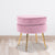 La Bella Pink Round Ottoman Foot Stool Velvet Fabric Metal Leg