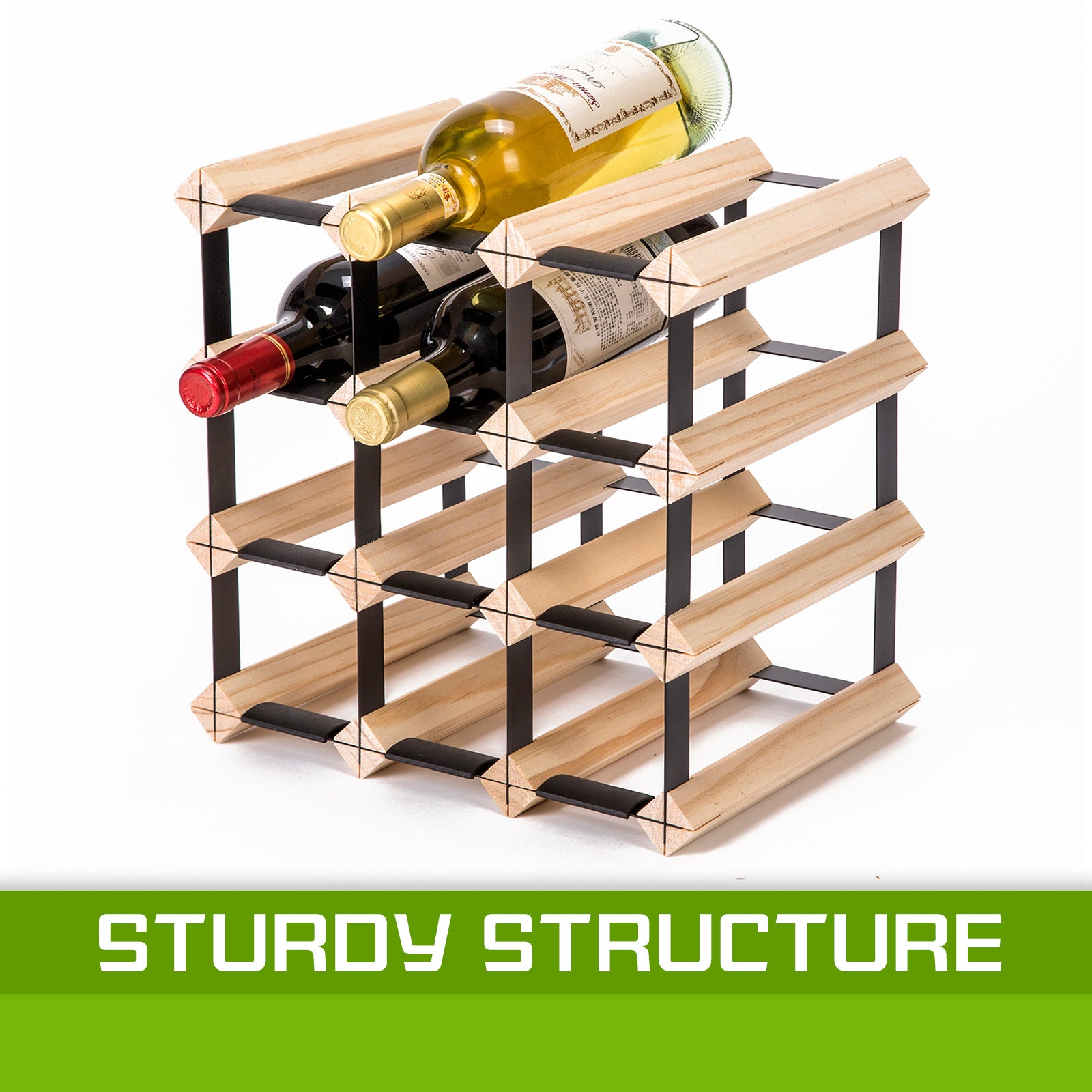 La Bella 12 Bottle Timber Wine Rack Storage Cellar Organiser