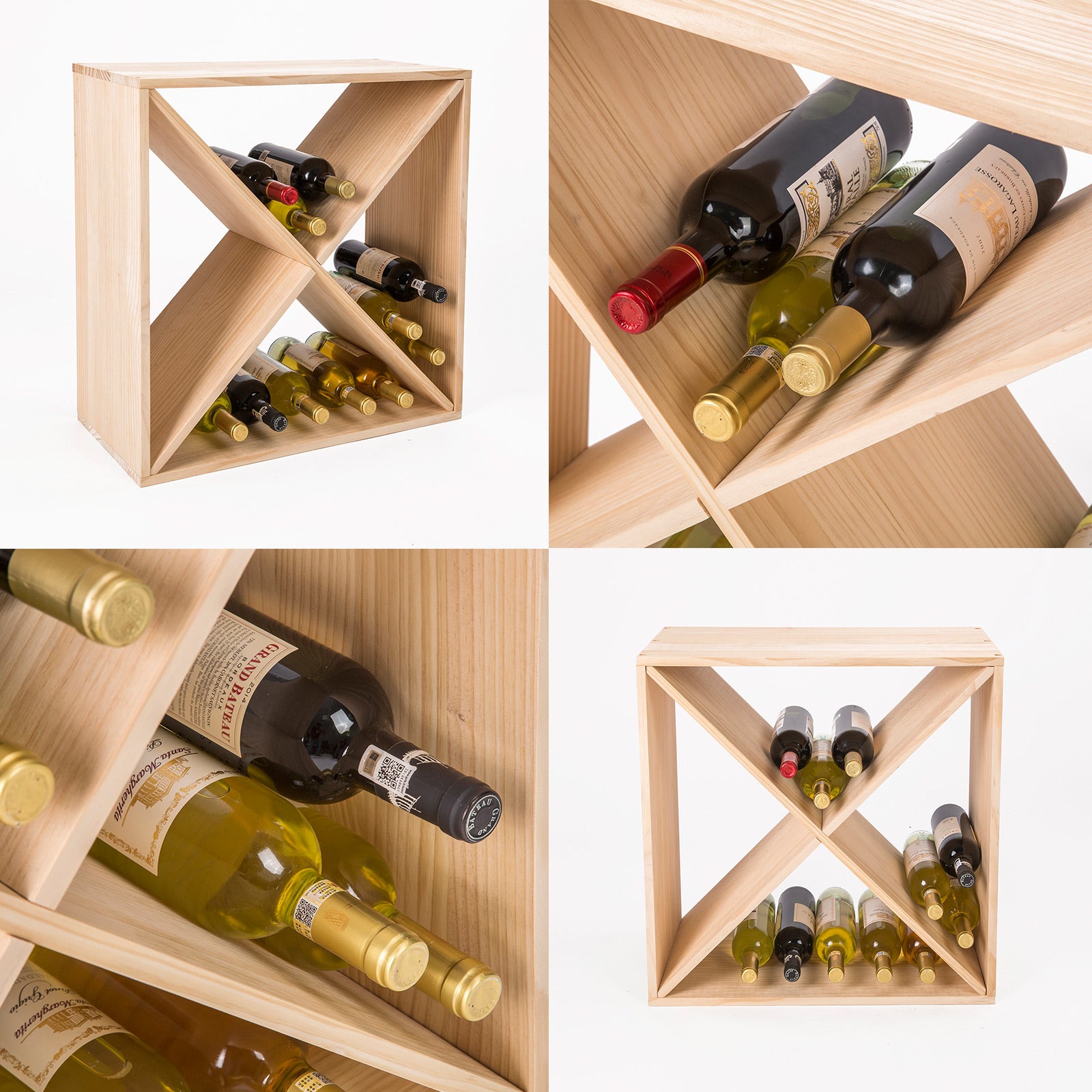 La Bella 24 Bottle Timber Criss Cross Wine Rack Storage Cellar Organiser