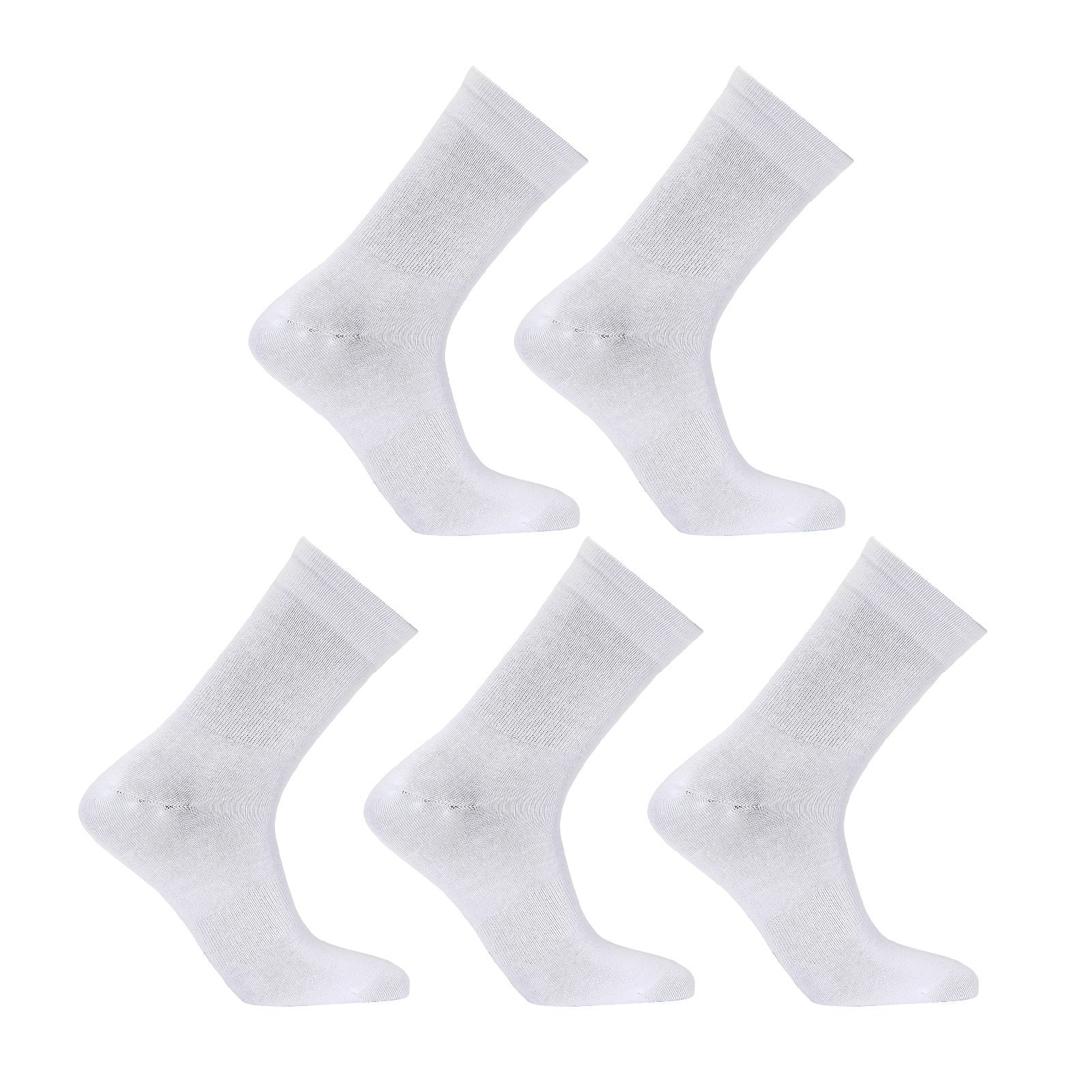 Rexy 5 Pack Medium White 3D Seamless Crew Socks Slim Breathable