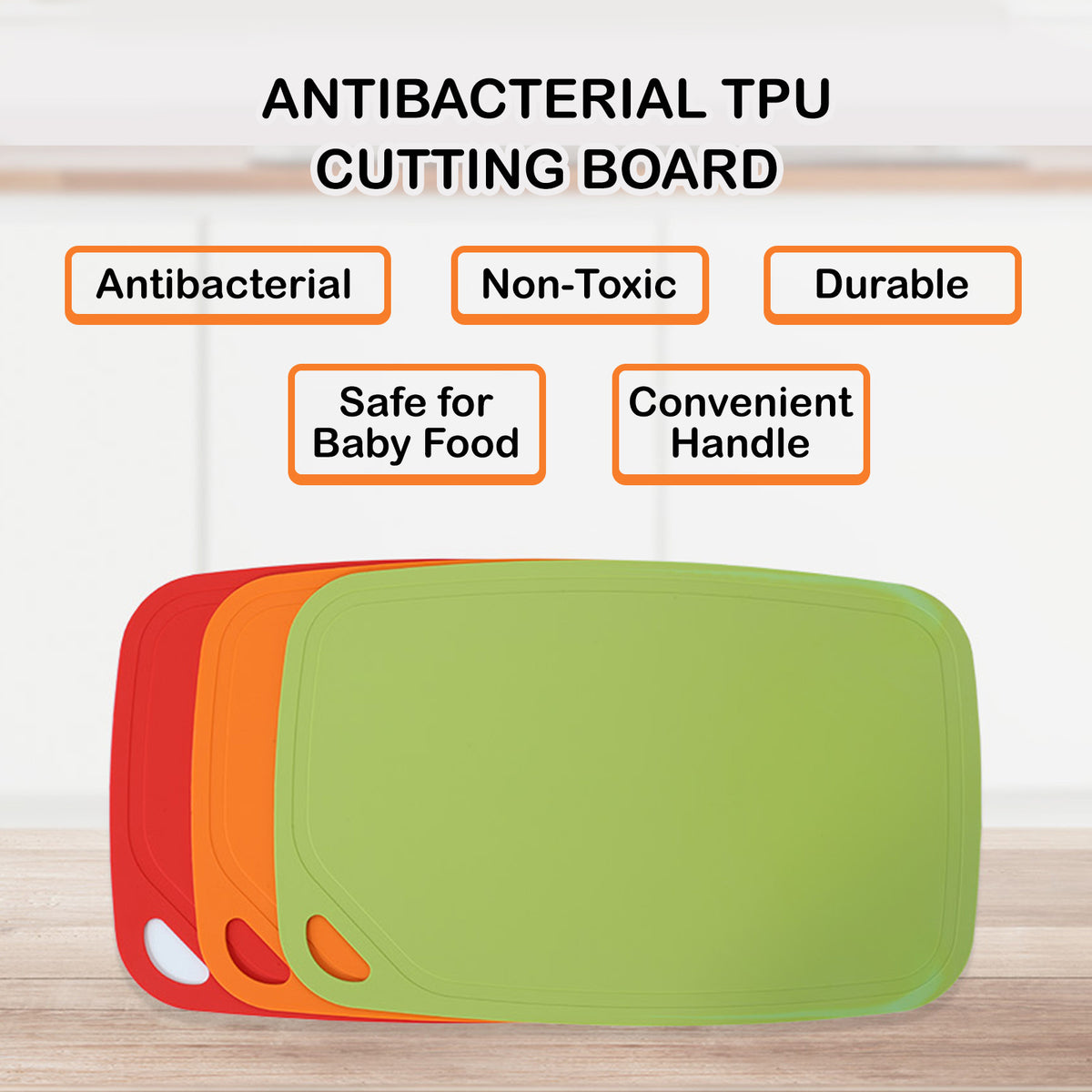 Ecosillee Green TPU Chopping Board Antibacterial Cutting Board Baby Food Grade Kitchen