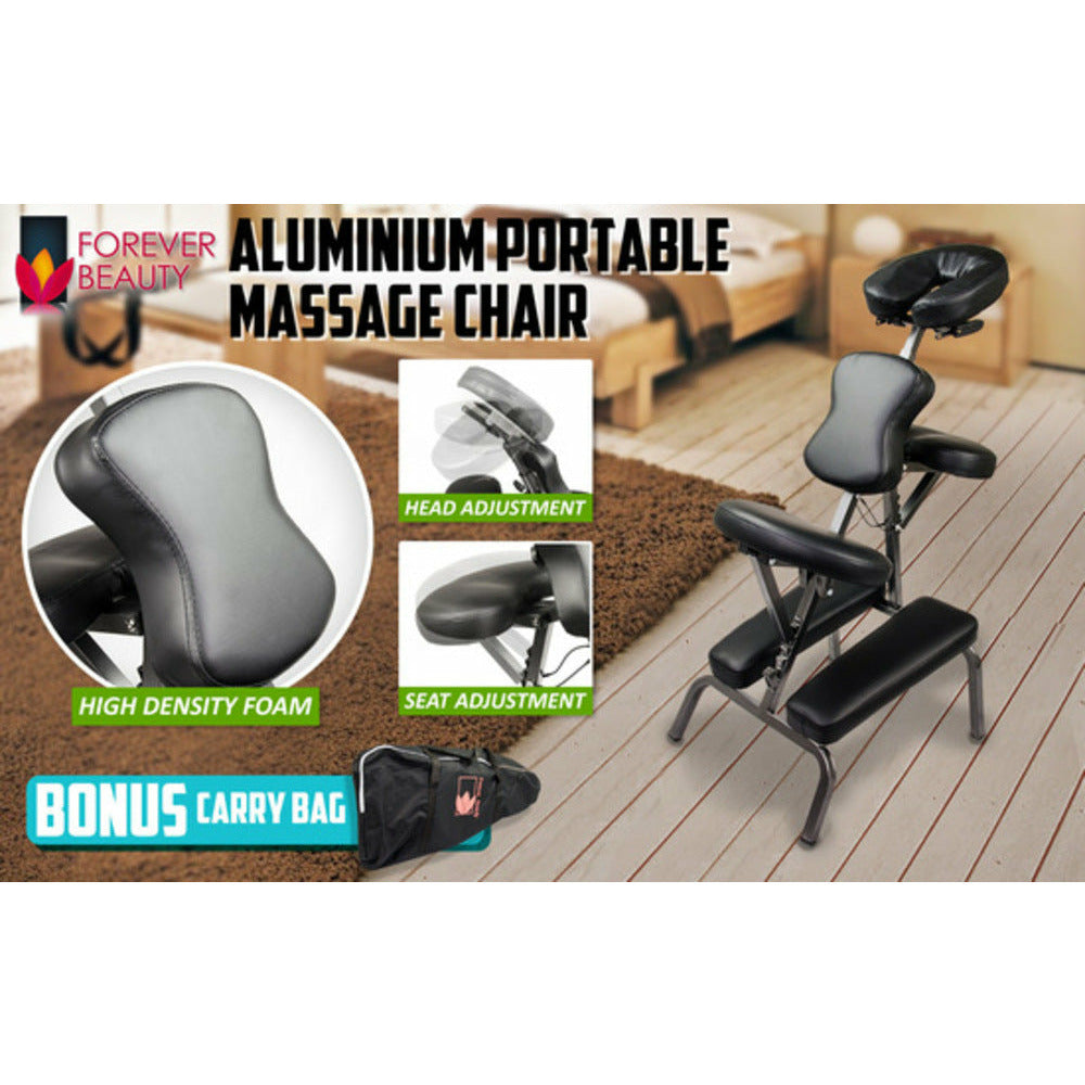 Forever Beauty Black Portable Beauty Massage Foldable Chair Table Therapy Waxing Aluminium