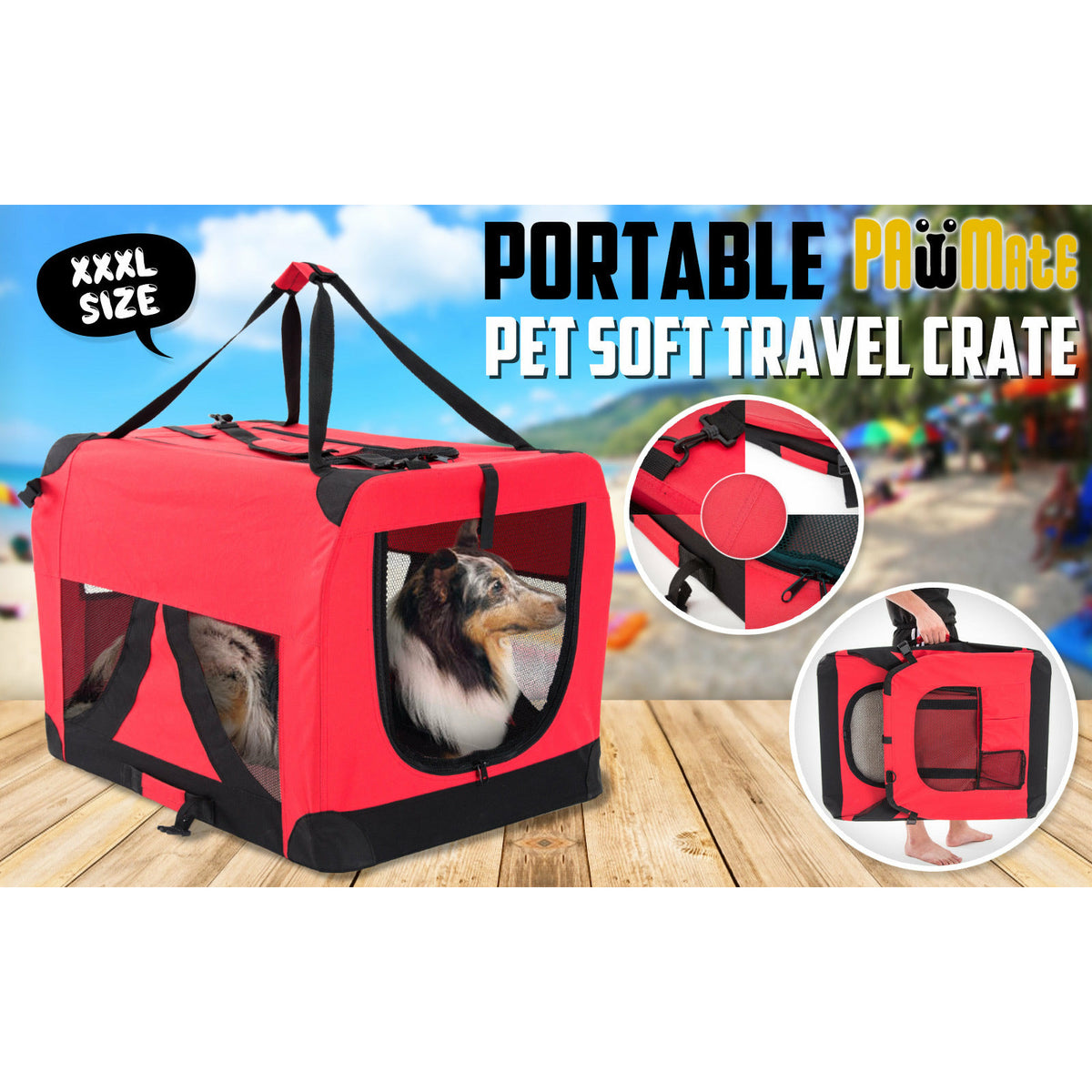 Paw Mate Red Portable Soft Dog Cage Crate Carrier XXXL