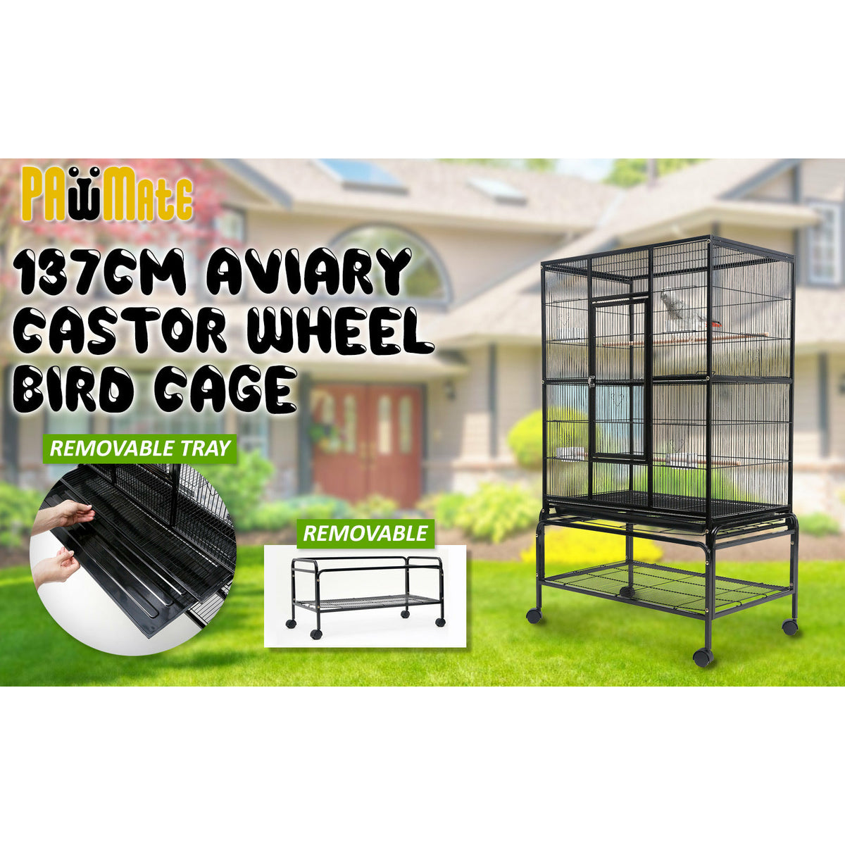 Paw Mate 137cm Bird Cage Parrot Aviary Melody