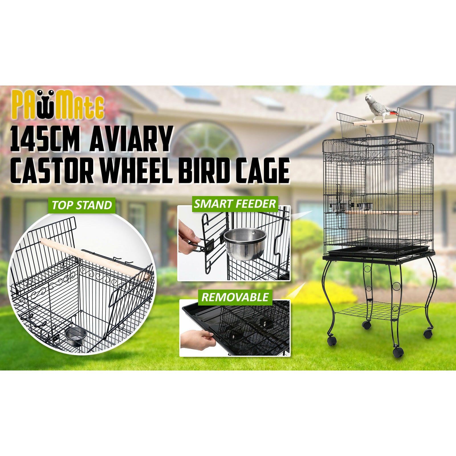 Paw Mate Bird Cage Parrot Aviary Alto 145cm