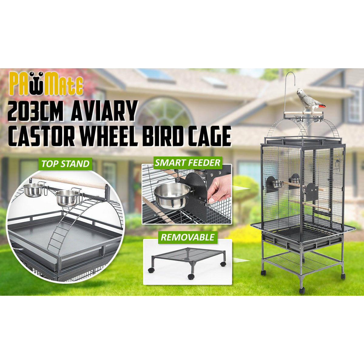 Paw Mate Bird Cage Parrot Aviary Tenor 203cm